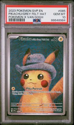 PSA 10 GEM MINT 2023 POKEMON X VAN GOGH PIKACHU GREY FELT HAT PROMO SVP EN #085 - Image 1