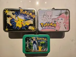 Pokemon Gotta Catch 'em All, Pikachu, Mew/Mewtwo Tin Boxs Lot Of 3 1999 Vintage - Image 1