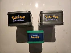 Pokemon Gotta Catch 'em All, Pikachu, Mew/Mewtwo Tin Boxs Lot Of 3 1999 Vintage - Image 3