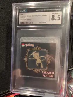 2023 Pokemon Striking Popping Candy 24k Gold Plating Stickers Mew CGC 8.5 - Image 1
