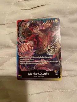 One Piece TCG - Monkey D. Luffy Rainbow Leader 3rd Anniversary Stamped Promo NM - Image 1