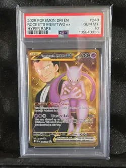 Pokemon Mewtwo EX TCG Team Rockets Full Art Card Hyper Rare 240/182 PSA 10 - Image 1