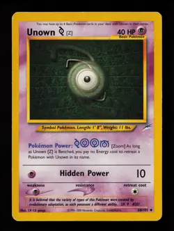 Unown [Z] 60/105 Uncommon Neo Destiny Pokemon Card - Image 1