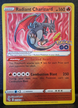 Radiant Charizard 011/078 Pokemon GO Holo TCG Trading Card - Image 1