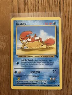 Krabby Fossil Set 51/62 Pokemon Card NM/EX - Image 1