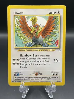 Pokemon TCG Ho-Oh Neo Revelation Card 18/64 Unlimited Rare MP/HP - Image 1