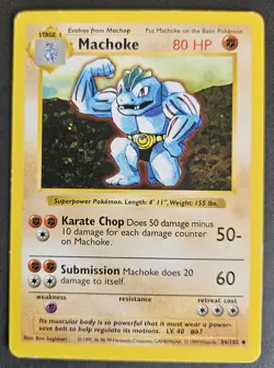 Machoke Shadowless Base Set 34/102 Unlimited Vintage WOTC Pokemon Card MP - Image 1