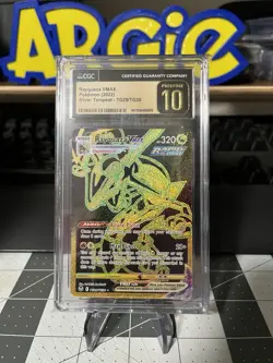 CGC PRISTINE 10 Rayquaza VMAX TG29/TG30 Silver Tempest Pokemon Card - Image 1