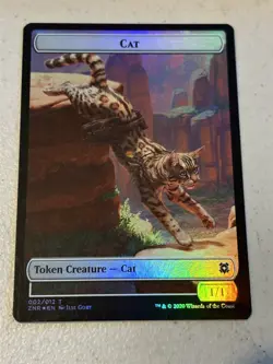mtg foil token Cat // Goblin Construct, 002/011, Zendikar Rising, unplayed - Image 1