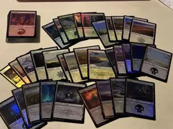 mtg 70 foil basic lands from various sets, 14 of each color - Image 2
