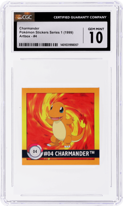 1999 Pokemon Artbox Stickers Series 1 Charmander #4 CGC 10 - Image 1