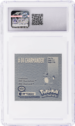 1999 Pokemon Artbox Stickers Series 1 Charmander #4 CGC 10 - Image 2
