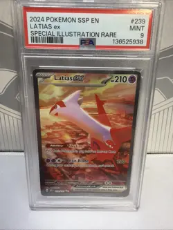 2024 POKEMON SSP EN-SURGING SPARKS SPECIAL ILLUSTRATION RARE LATIAS EX PSA 9 - Image 1