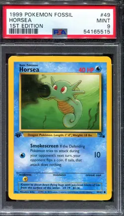 PSA 9 Pokemon 1999 1st Edition Fossil Horsea #49 - Image 1