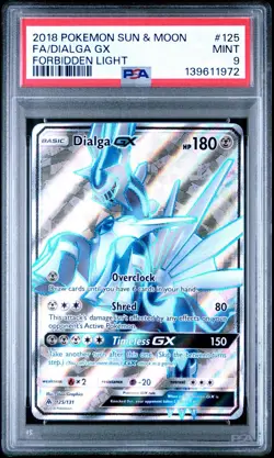 2018 POKEMON SUN & MOON FORBIDDEN LIGHT #125 FULL ART/DIALGA GX PSA 9 - Image 1