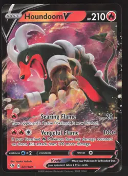 Houndoom V 021/189 Ultra Rare Pokemon TCG SWSH03: Darkness Ablaze NM - Image 1