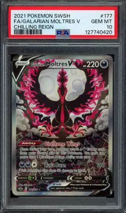 Pokemon Galarian Moltres V 2021 SWSH Chilling Reign #177 PSA 10 Gem Mint - Image 1