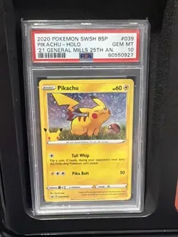 PSA 10 Pokemon Pikachu 2020 General Mills 25th Anniversary Holo Promo SWSH039 - Image 1