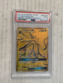 2019 Pokemon Black Star SM104a FA/Solgaleo GX Promo Hidden Fates PSA Mint 9 - Image 1