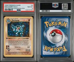 1999 POKEMON GAME 1ST ED #8 MACHAMP-HOLO PSA 8 - Image 3