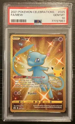 Pokemon Mew TCG Holo Secret Rare Card Celebrations 025/025 PSA 10 - Image 1