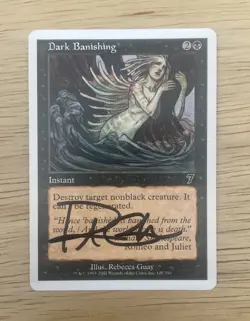 VTG MTG Magic The Gathering Dark Banishing Wizards Of The Coast Card Signed - Image 1