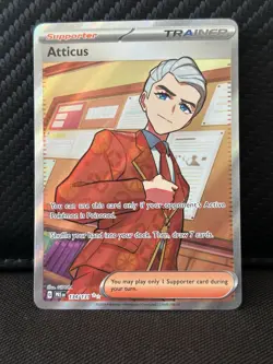 Pokemon TCG Atticus Trainer Prismatic Evolutions Ultra Rare Card 134/131 NM - Image 1