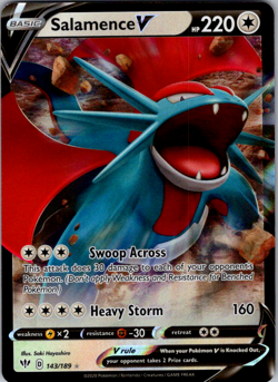 Salamence V - 143/189 - Pokemon Darkness Ablaze Sword Shield Ultra Rare Card NM - Image 1