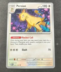 Pokemon 151 Persian Uncommon Card 053/165 NM - Image 1