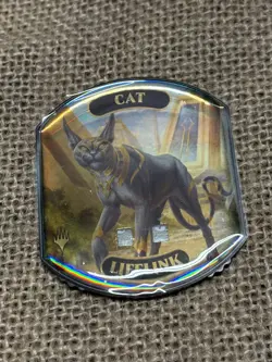 mtg Ultra Pro 2017 life or token counter foil cat with lifelink, unused - Image 1