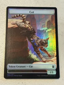 mtg foil token Cat // Copy, 002/012, Zendikar Rising, unplayed - Image 1