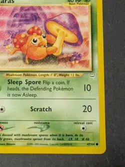 Paras 47/64 Neo Revelation 1st Edition Wotc Pokemon TCG Mint Common Card - Image 4