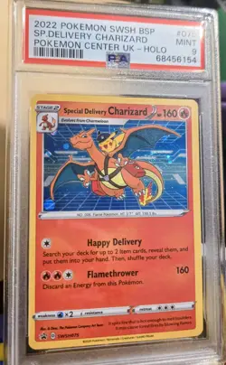 2022 PSA 9 Pokemon SWSH Black Star Promo Special Delivery Charizard w SWIRL 💫 - Image 3