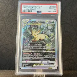 2023 POKEMON SWORD & SHIELD CROWN ZENITH #GG35 FULL ART/LEAFEON VSTAR PSA 10 - Image 1