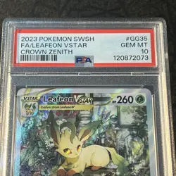 2023 POKEMON SWORD & SHIELD CROWN ZENITH #GG35 FULL ART/LEAFEON VSTAR PSA 10 - Image 3