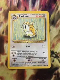 Pokemon TCG Raticate Base Set 40/102 Regular Unlimited Uncommon MP - Image 1