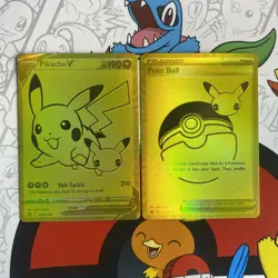 Pokemon Celebrations Pikachu V & PokeBall Gold Promos SWSH 145 & 146 NM - Image 1