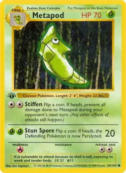Pokemon Base Set Common Metapod #54 [1st Edition] - Image 1