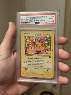 Pokemon Pikachu TCG Holo Rare Birthday Celebrations PSA 9 MINT - Image 1
