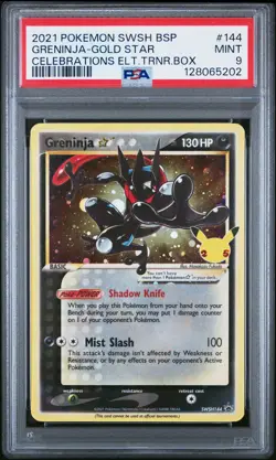 2021 POKEMON SWSH BLACK STAR PROMO #144 GRENINJA-GOLD STAR PSA 9 - Image 1