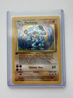 Pokemon Machamp Holo Rare 1st Edition Base Set 8/102 WOTC 1999 NM Condition - Image 1