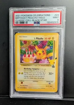 2021 Pokemon Celebrations Classic #24 Birthday Pikachu-Holo PSA 9 - Image 1