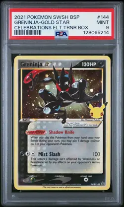 2021 POKEMON SWSH BLACK STAR PROMO #144 GRENINJA-GOLD STAR PSA 9 - Image 1