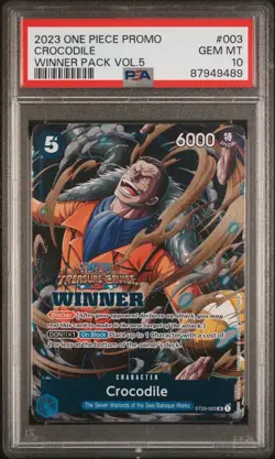 2023 ONE PIECE PROMOS #003 CROCODILE WINNER PACK VOL.5 PSA 10 GEM MINT - Image 1