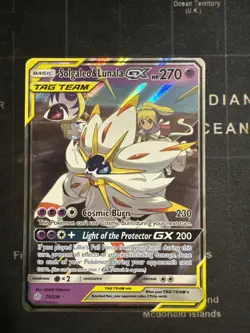 Pokemon TCG Solgaleo & Lunala GX Holo Card 75/236 Sun & Moon Cosmic Eclipse - Image 1