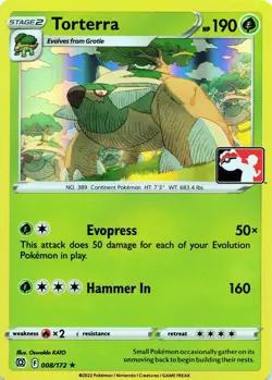 Pokemon Torterra Holo Prize Pack Series Cards #008/172 NM - Image 1