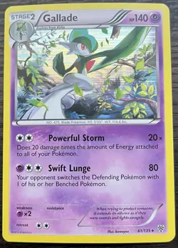 Gallade 61/135 Pokemon TCG Black & White Plasma Storm Holo Lightly Played LP - Image 1