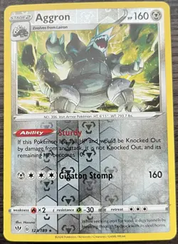 Aggron 123/189 Sword Shield Pokemon TCG Darkness Ablaze Reverse Holo MINT NM - Image 1