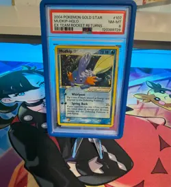 2004 POKEMON EX TEAM ROCKET RETURNS GOLD STAR #107 MUDKIP-HOLO PSA 8 BIG SWIRL! - Image 1