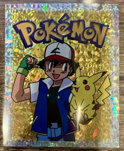 1999 Pikachu Ash Special Glitter Insert Pokemon Sticker Topps Merlin S29 Foil - Image 1